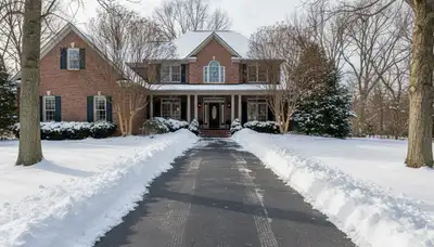 Cleared driveway after professional snow removal by Chop Chop Landscaping in Evansville, IN