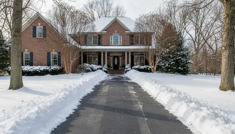 Cleared driveway after professional snow removal by Chop Chop Landscaping in Evansville, IN