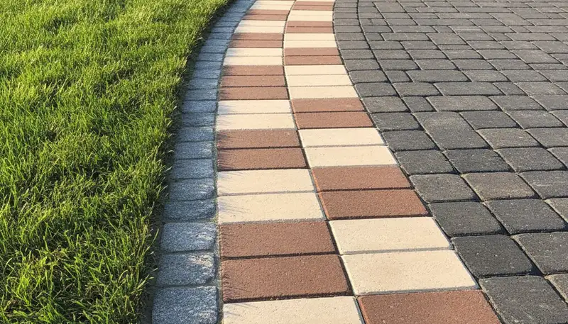 Decorative driveway paver border and edging by Chop Chop Landscaping in Evansville, IN