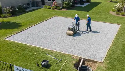 Professional shed foundation preparation by landscaping experts in Evansville, IN
