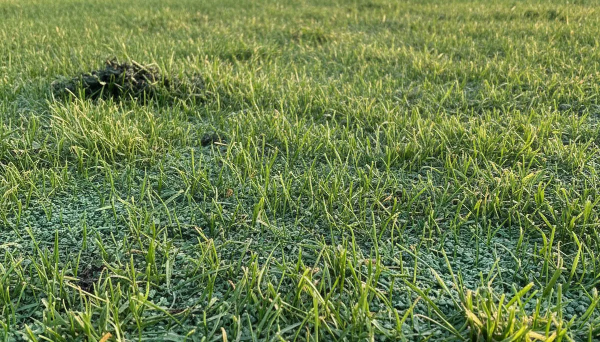 Hydroseeded lawn germination with young grass growth in Evansville, IN by Chop Chop Landscaping