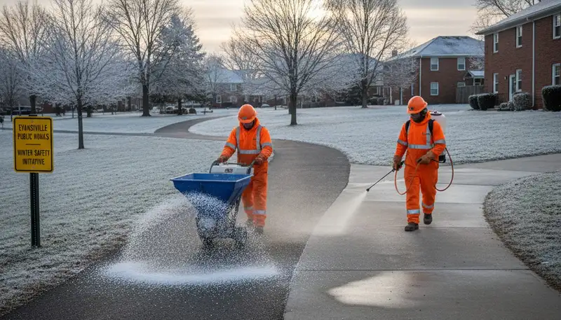 Professional de-icing and salt application for walkways and driveways in Evansville, Indiana