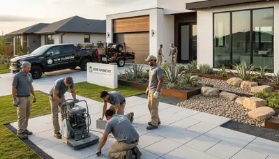 Landscaping crew serving Evansville, IN with professional lawn and landscape maintenance