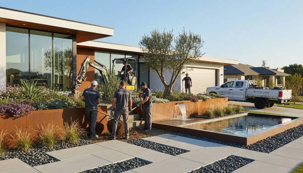 Landscaping team serving Evansville, IN, providing professional lawn and landscape services