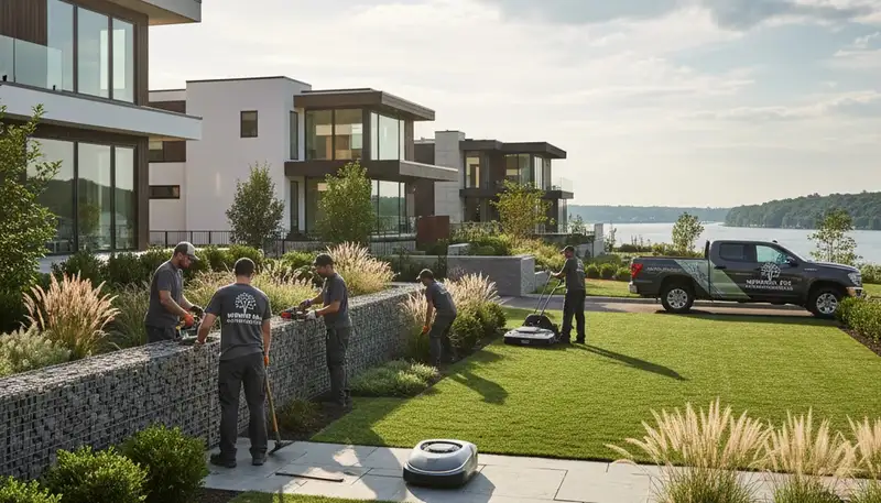 Landscaping team serving Evansville, IN with professional lawn and yard care services