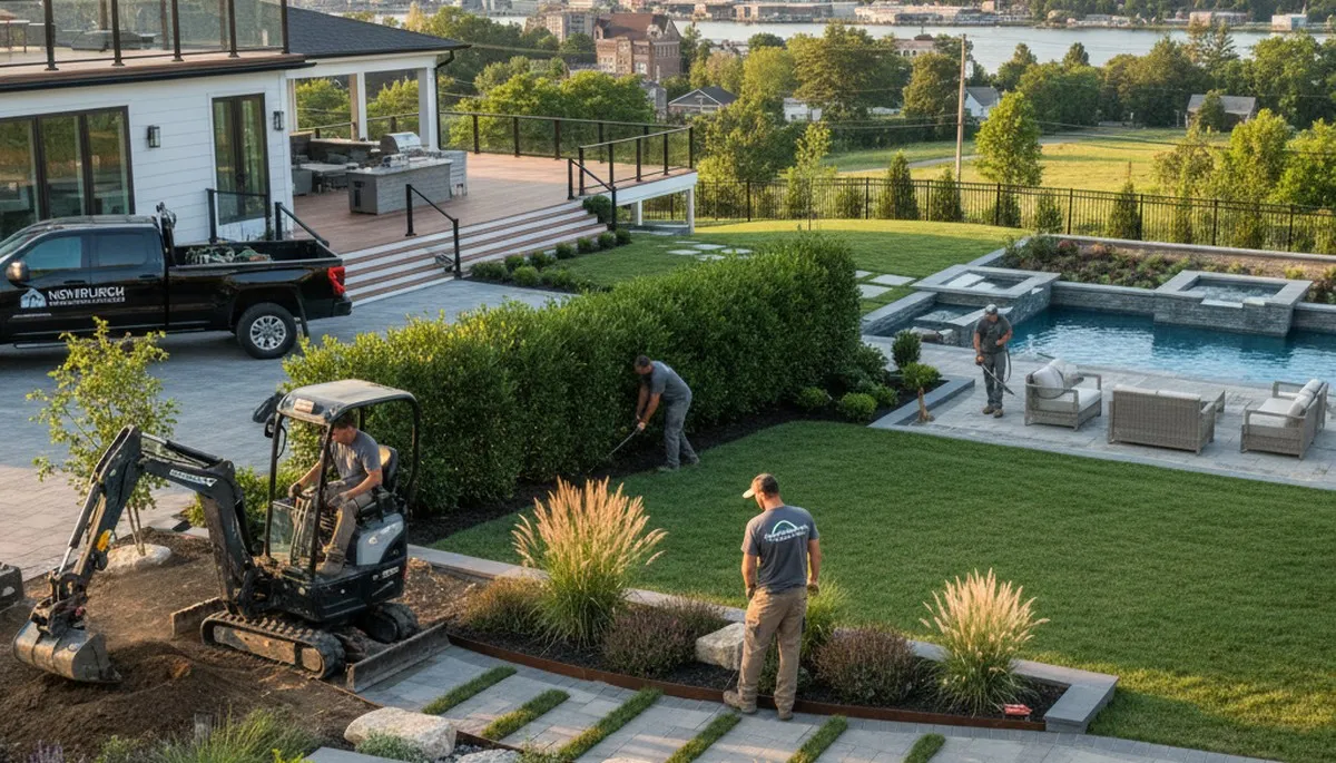 Landscaping team serving Evansville, IN providing professional lawn and landscape services