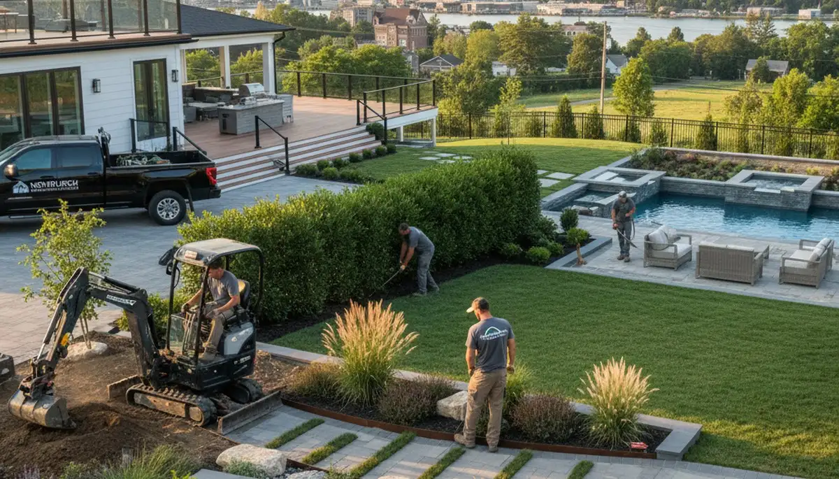Landscaping team serving Evansville, IN providing professional lawn and landscape services