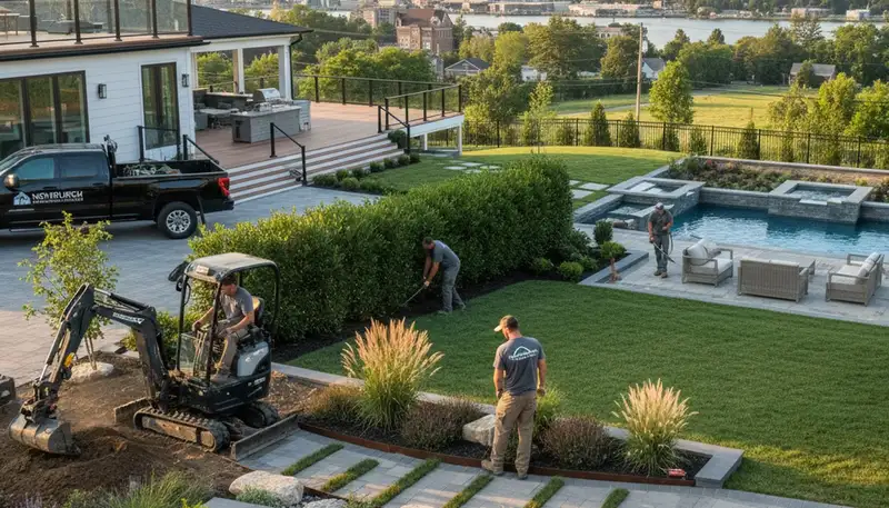 Landscaping team serving Evansville, IN providing professional lawn and landscape services