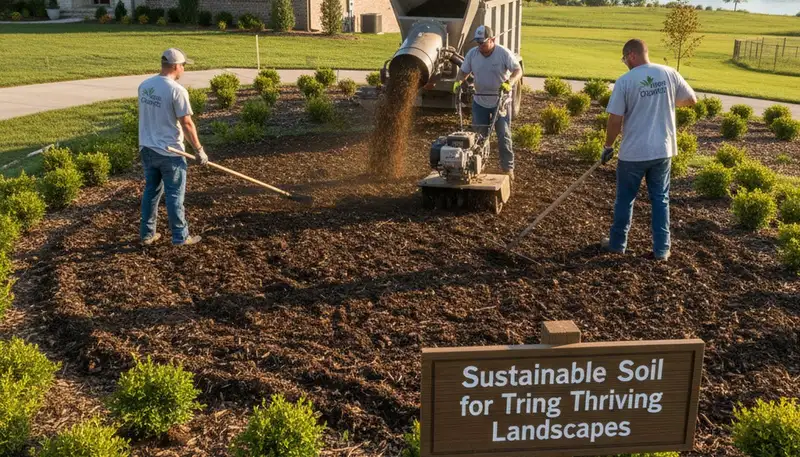 Professional compost and organic soil amendment in Evansville IN landscape beds for healthy, sustainable yards