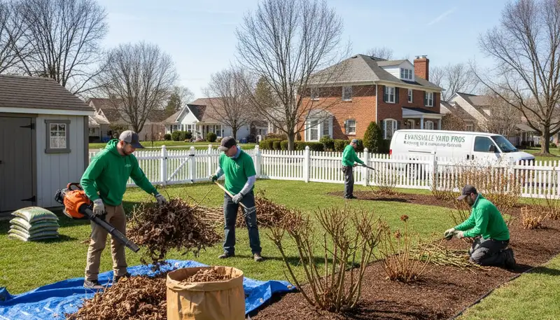 Spring yard cleanup and pruning service in Evansville, IN by Chop Chop Landscaping